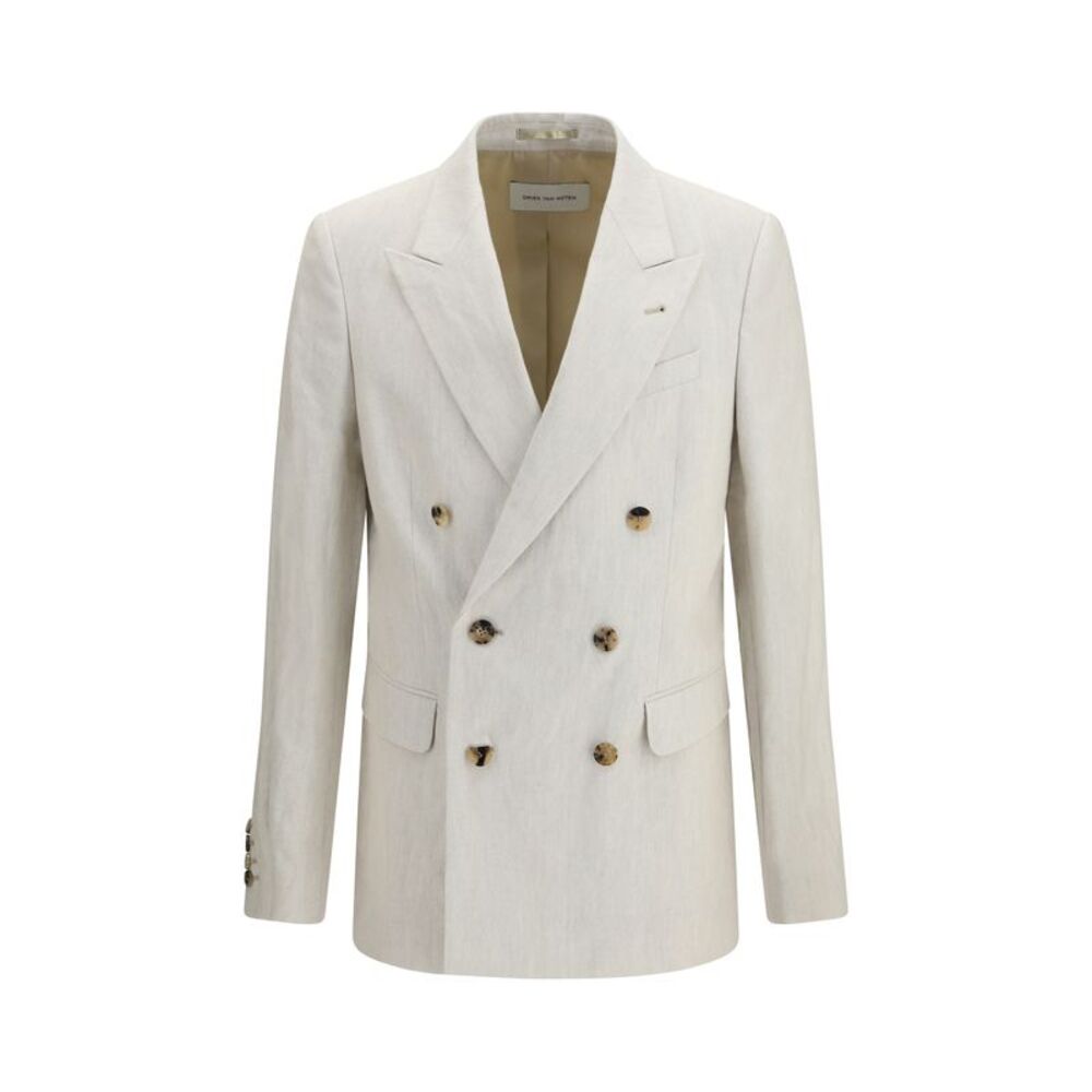 Dries Van Noten Men Barry Blazer In A Cotton And Linen Herringbone Blend